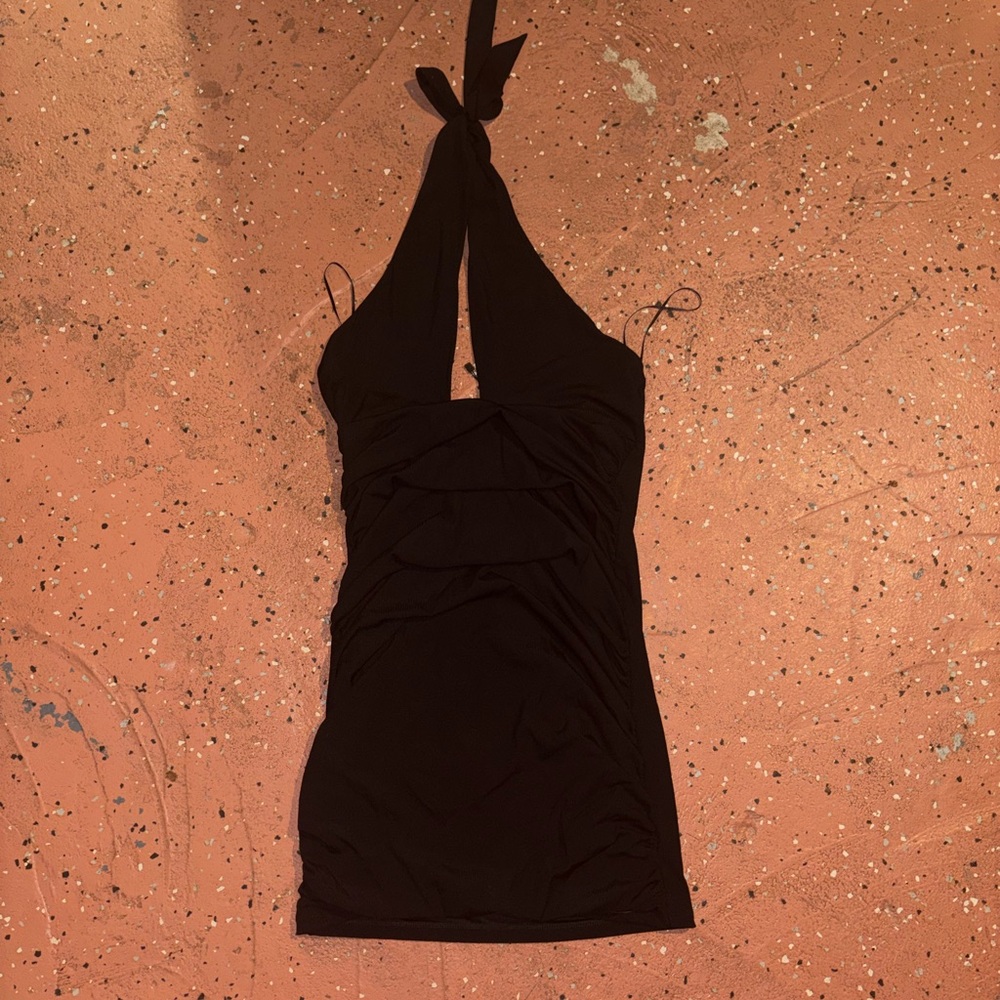 Garage Black Halter Mini Dress
